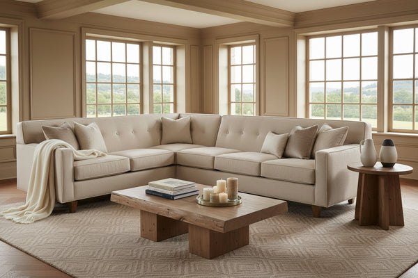 Margo Mid Century Modern Button Back Sectional Couch