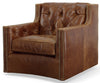 Image of London Leather Tufted Swivel Accent Chair