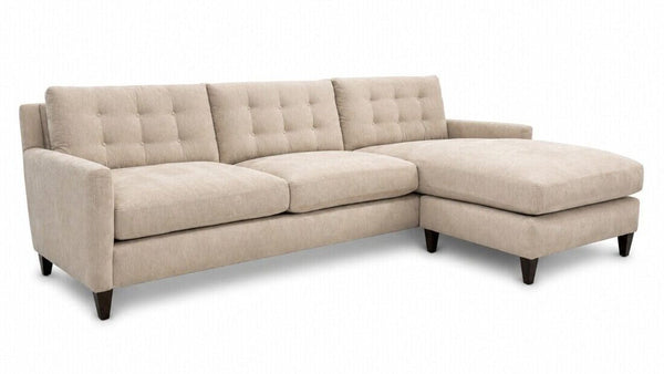 Ellie Fog 103 Inch "Quick Ship" Biscuit Back Reversible Chaise Sofa