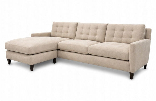 Ellie Fog 103 Inch "Quick Ship" Biscuit Back Reversible Chaise Sofa