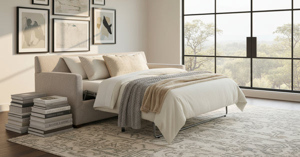 Paulette 89 Inch QUEEN SLEEPER Single Bench Cushion Fabric Sofa