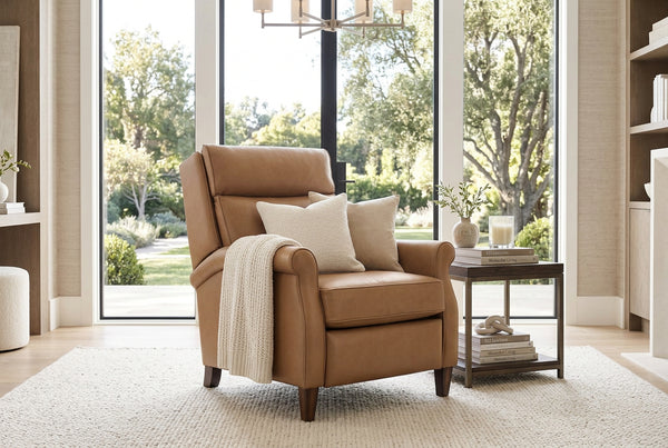 Farrell Caramel Dual Power "Quick Ship" Leather Transitional Recliner