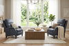 Image of Keegan Blue Dual Power "Quick Ship" Leather Transitional Recliner