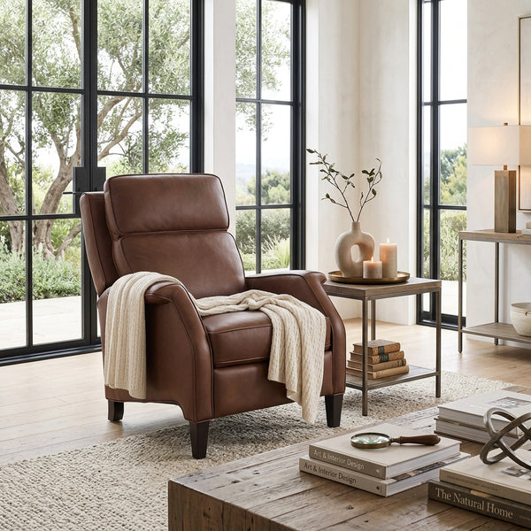 Keegan Saddle Dual Power "Quick Ship" Leather Transitional Recliner
