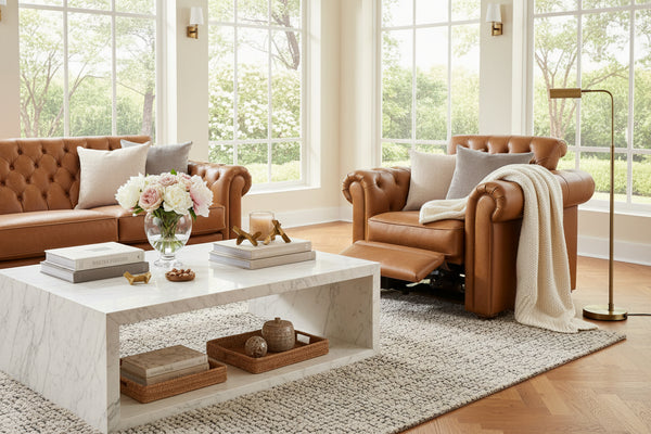 Newcastle Caramel "Quick Ship" Chesterfield Recliner