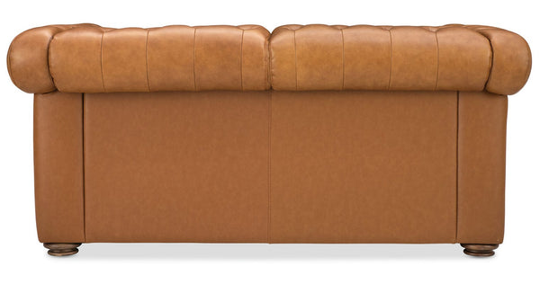 Newcastle Caramel "Quick Ship" Wall Hugger Power Leather Reclining Loveseat
