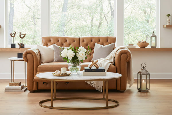 Newcastle Caramel "Quick Ship" Wall Hugger Power Leather Reclining Loveseat