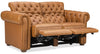 Image of Newcastle Caramel "Quick Ship" Wall Hugger Power Leather Reclining Loveseat