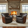 Image of Simpson Dark Brindle Leather Swivel "Quick Ship" Brown Hair On Hide Accent Chair