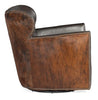 Image of Simpson Dark Brindle Leather Swivel Quick Ship Brown Hair On Hide Accent Chair