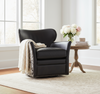 Image of Simpson Legendary Graphite Leather Swivel Quick Ship Salt & Pepper Hair On Hide Accent Chair