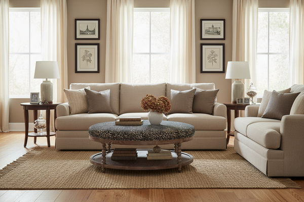 Teddy "Quick Ship" Round 46 Inch Bench Ottoman