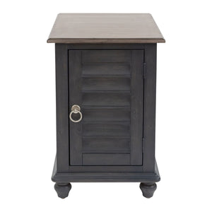 Verona Traditional Slate Door Storage Chair Side Table With Weathered Plank Pine Top