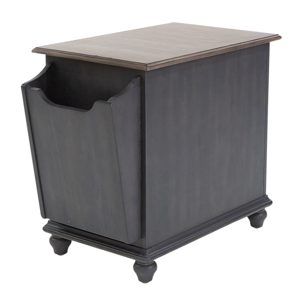Verona Traditional Slate Door Storage Chair Side Table With Weathered Plank Pine Top