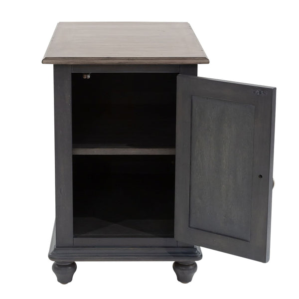 Verona Traditional Slate Door Storage Chair Side Table With Weathered Plank Pine Top