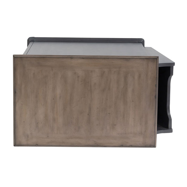 Verona Traditional Slate Door Storage Chair Side Table With Weathered Plank Pine Top