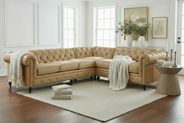 Walden Leather Chesterfield Sectional