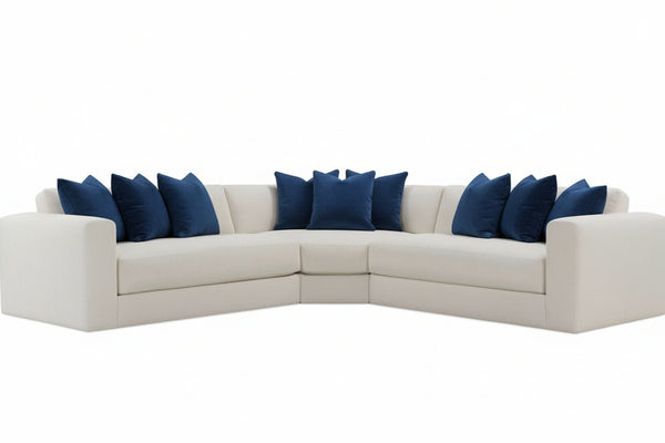 Yates Three Piece Modern Bench Seat Pillow Back Sectional (As Configured)