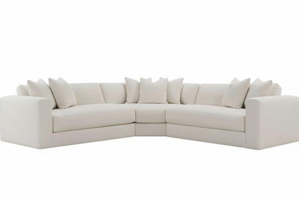 Yates Three Piece Modern Bench Seat Pillow Back Sectional (As Configured)