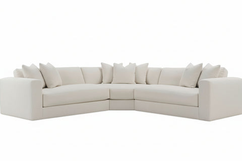 Yates Three Piece Modern Bench Seat Pillow Back Sectional (As Configured)