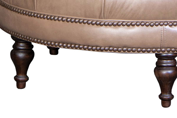 Alder Tufted 36", 42" Or 46" Inch Round Leather Ottoman (3 Sizes Available)
