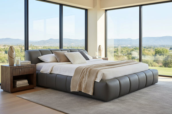 Aldo Queen & King Modern Leather Low Profile Platform Bed