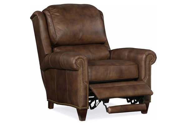 Aldred "BIG MAN" Leather Bustle Pillow Back Recliner Chair