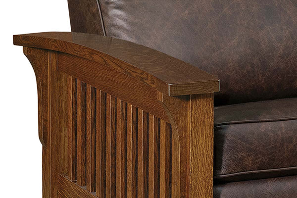 Aldrich "Wall Hugger" Mission Crafstman Style Leather Reclining Sofa