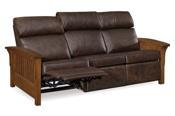 Aldrich "Wall Hugger" Mission Crafstman Style Leather Reclining Sofa
