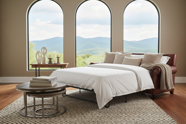 Alexander 87 Inch Traditional Leather Queen Sleeper Sofa