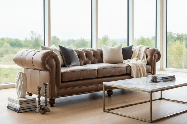 Alfred 112 Inch Vintage Tufted Back Sofa