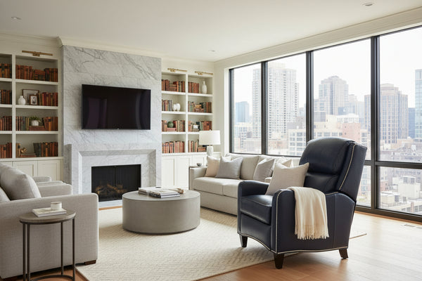 Alistair Leather Bustle Pillow Back Recliner Chair