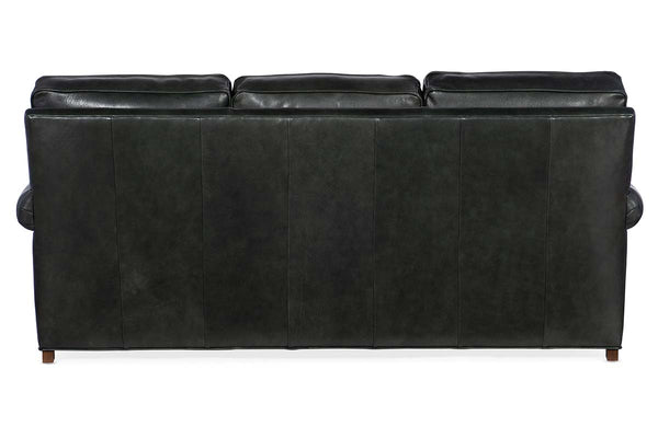 Amani 88 Inch Traditional Three Cushion Pillow Back Leather Sofa