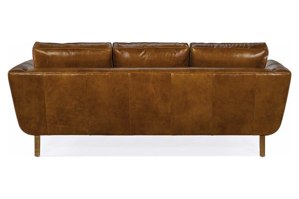 Amara 90 Inch Contemporary Three Cushion Pillow Back Leather Sofa