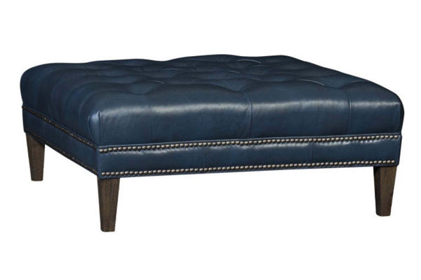Ames Tufted 36", 42" Or 46" Inch Square Leather Ottoman (3 Sizes Available)