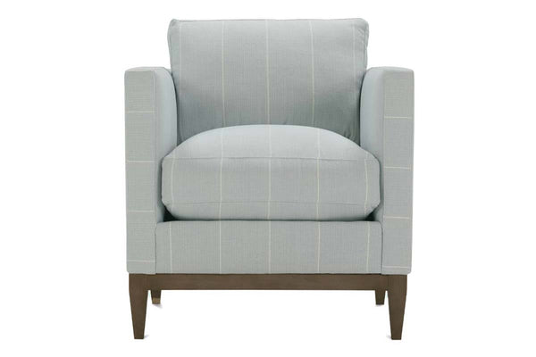 Angela Track Arm Fabric Accent Chair w/ Exposed Wood Base