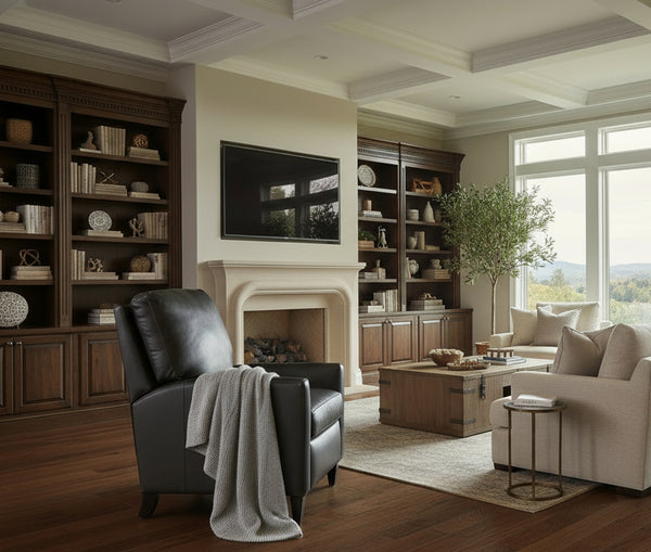 Angus Small Leather Pillow Back Recliner Chair