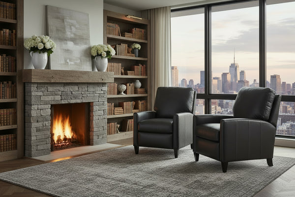 Angus Small Leather Pillow Back Recliner Chair