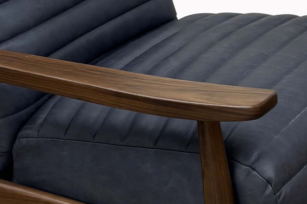 Anton Mid-Century Modern Leather And Wood Recliner Chair