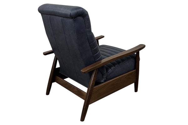 Anton Mid-Century Modern Leather And Wood Recliner Chair