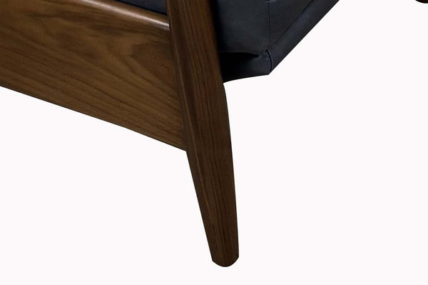 Anton Mid-Century Modern Leather And Wood Recliner Chair