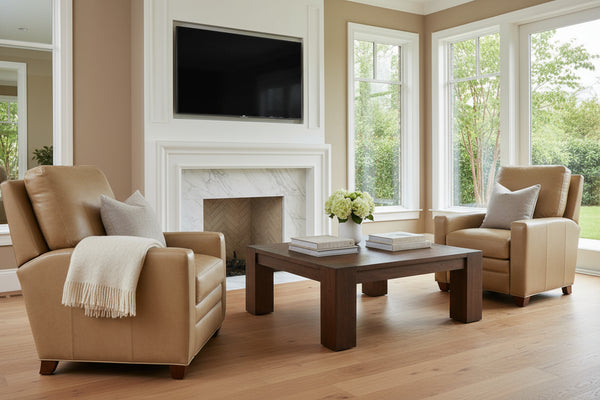 Armond Track Arm Leather Pillow Back Recliner Chair