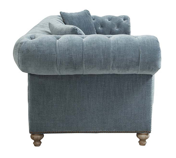 Armstrong Raw Blue "Quick Ship" Fabric Chesterfield Sofa Collection