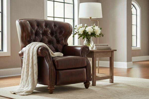 Arthur Tufted Wingback Leather Recliner – Timeless Elegance And Supreme Comfort