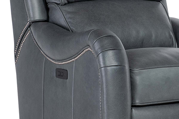 Aster Leather Power English Arm Bustle Back Living Room Reclining Chair