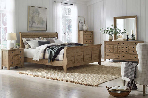 Atkins Mission Style Queen Or King Wood Sleigh Bed "Create Your Own Bedroom" Collection