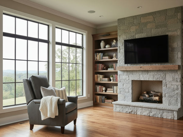 Auden Small Scale Rolled Arm Pillow Back Leather Recliner