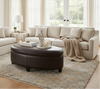Image of Avery 49 Inch Long Oval Leather STORAGE Coffee Table Ottoman