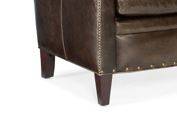 Baker Collis "Quick Ship" Leather Tight Back Accent Chair