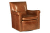 Image of Baker Morrison SWIVEL "Quick Ship" Leather Tight Back Accent Chair